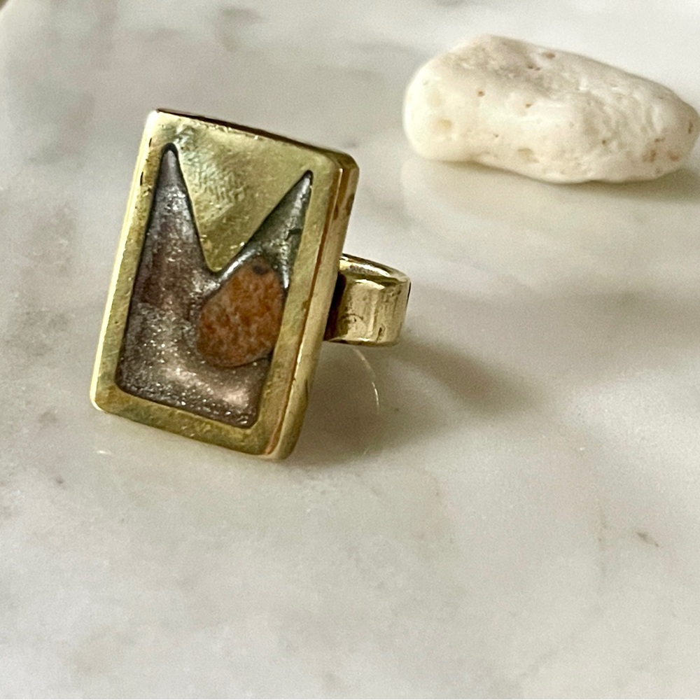 Eclectic Modern Brass Ring-Size 7